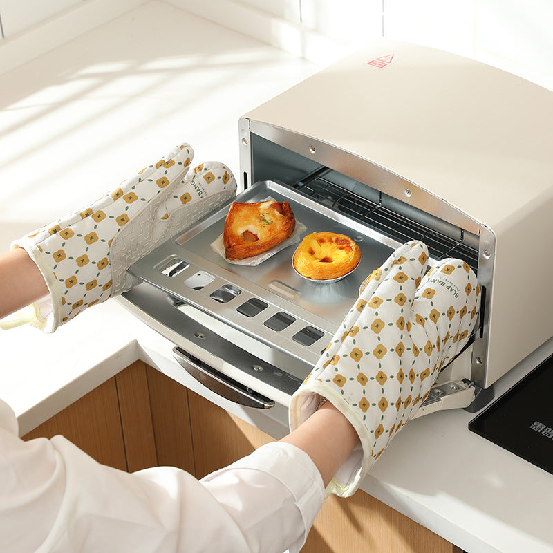Anti-Scalding Microwave Cotton Non-Slip Insulation Gloves Oven Mitts  Kitchen Heat Resistant Thickened Cotton Heat Insulation Microwave Oven Oven Anti Scalding Household Gloves Baking Tools