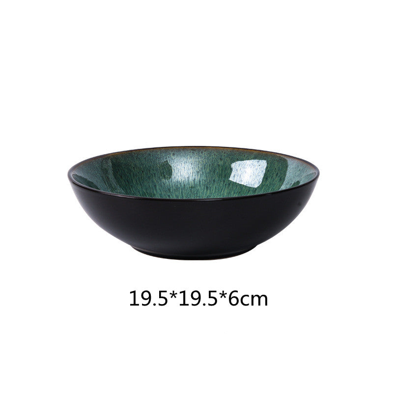 Glaze Kiln Ceramic Noddle Bowl Fruit Salad Tableware Set