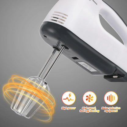 Hand Mixer Electric, Stainless Steel Electric Whisk With Dough Hooks For Baking, 7 Speeds, 260W, Turbo Boost & Easy Eject Button