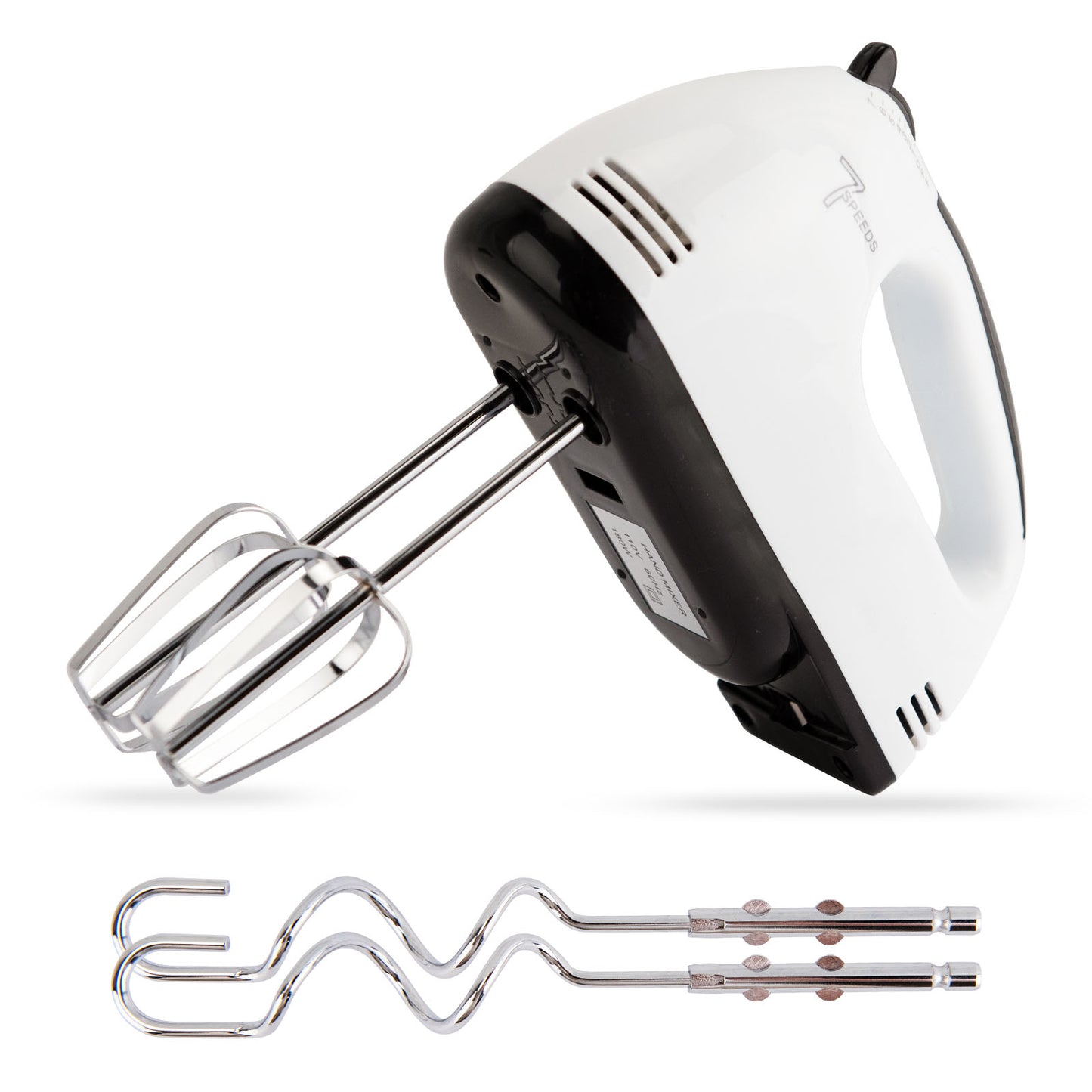 Hand Mixer Electric, Stainless Steel Electric Whisk With Dough Hooks For Baking, 7 Speeds, 260W, Turbo Boost & Easy Eject Button