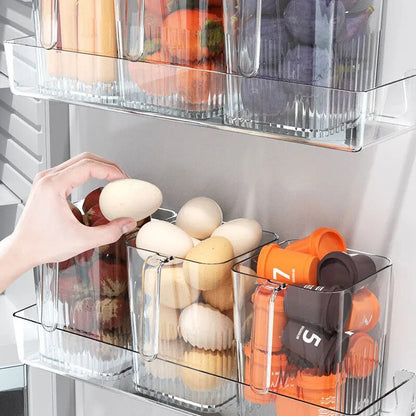 Fridge Organizer Containers Food Storage Transparent Refrigerator Side with Handle Food-Grade Wear-resistant Reusable Fridge