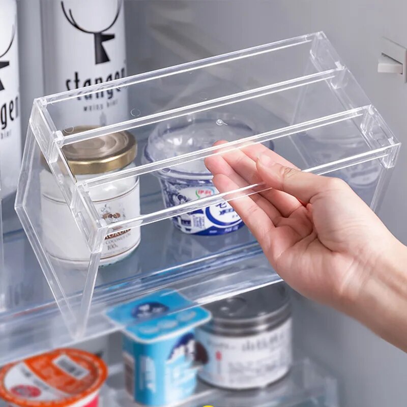 Refrigerator Organizers Storage Rack Fridge Layered Separator Shelves Transparent Desktop Stand Save Space Kitchen Accessories