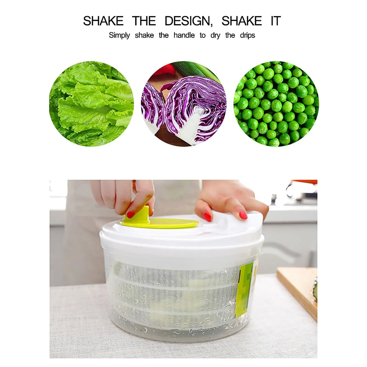 Salad Spinner Lettuce Greens Washer Dryer Drainer Crisper Strainer for Washing Drying Leafy Vegetables Kitchen Tools
