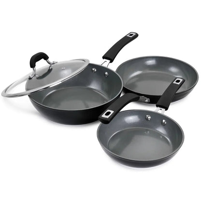 12-Piece Ceramic Cookware Set - Black Diamond Kitchen Utensils Pots, Pans and Utensils