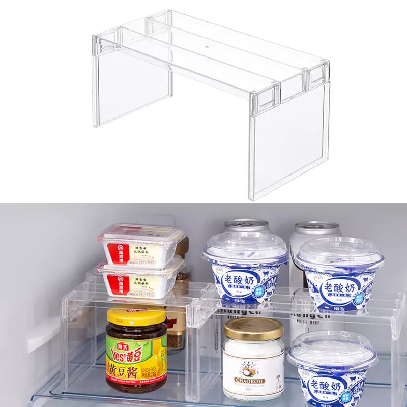 Refrigerator Organizers Storage Rack Fridge Layered Separator Shelves Transparent Desktop Stand Save Space Kitchen Accessories