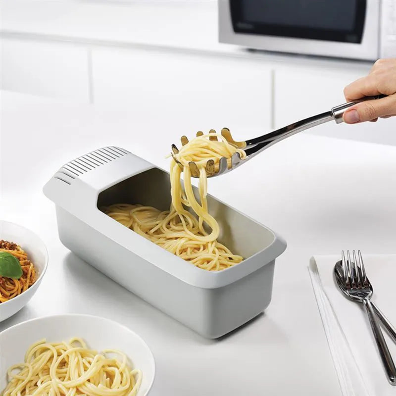 Microwave Pasta Cooker with Strainer Heat Resistant Pasta Boat Steamer Spaghetti Noodle Cooking Box Tool Kitchen Accessories
