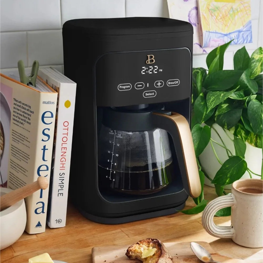 2023Biu. 14-Cup Programmable Drip Coffee Maker with Touch-Activated Display, Black Sesame by Drew Barrymore