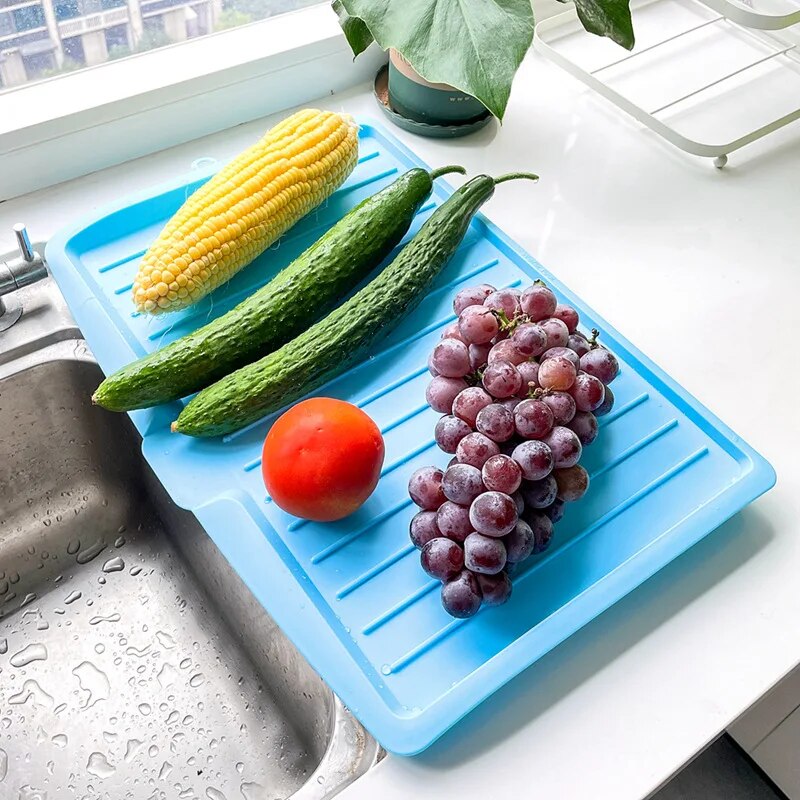 Kitchen Storage Rack Dishes Plate Cutlery Drain Rack Fruits Vegetables Finishing Rack Drain Tray Kitchen Accessories