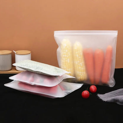5 Pcs Silicone Food Storage Bag,Reusable Ziplock Bag,Leakproof Containers,Fresh Bag for refrigerator,Kitchen Food Hermetic Bags