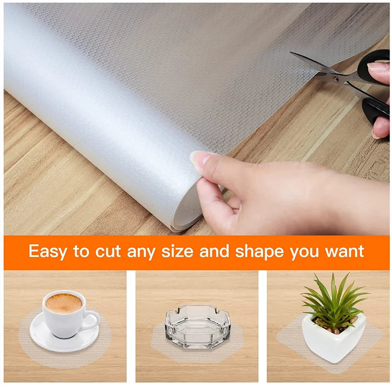 Reusable Drawer Liners Washable Dustproof and Non-slip Placemats Kitchen Cabinet Mats Refrigerator Non-slip Liners Shelf Paper