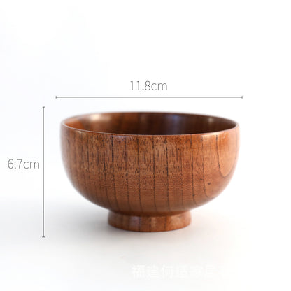 Wooden Bowl Japanese Style Wood Rice Soup Bowl Salad Bowl Food Container Large Small Bowl for Kids Tableware Wooden Utensils