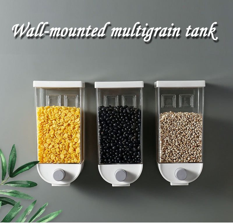 Wall-Mounted Kitchen Multi-Grain Sealed Jars Perforated -Grade Storage Boxez Grain Container Orgainzer Kitchen Storage