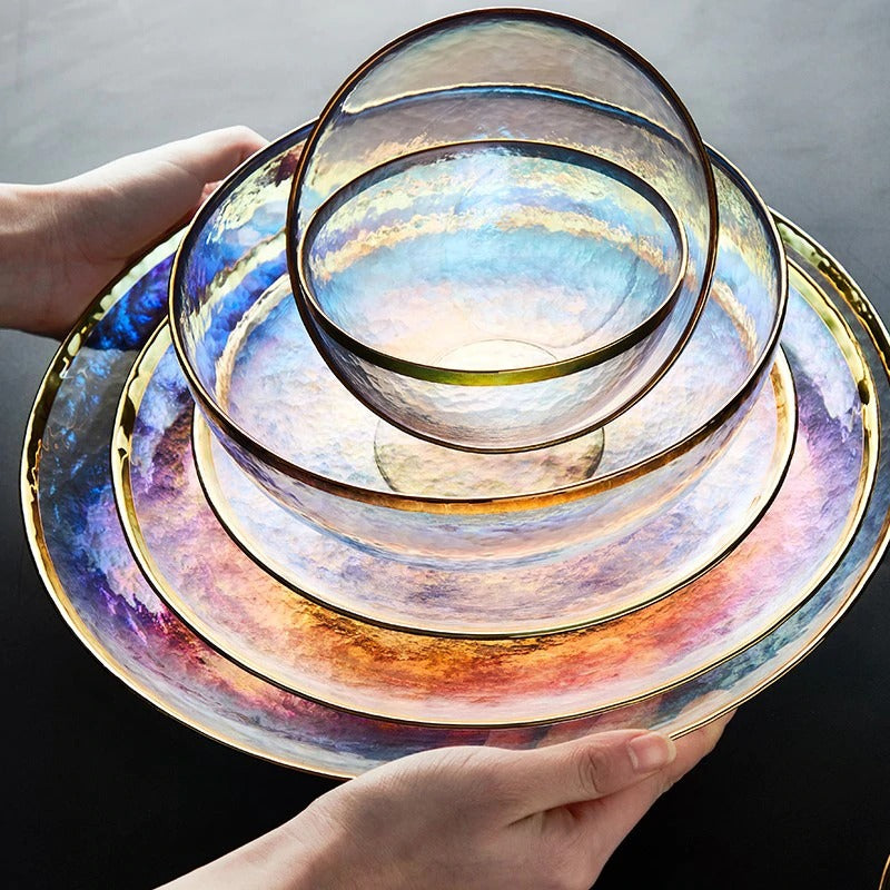 Luxury Rainbow Salad Glass Bowl