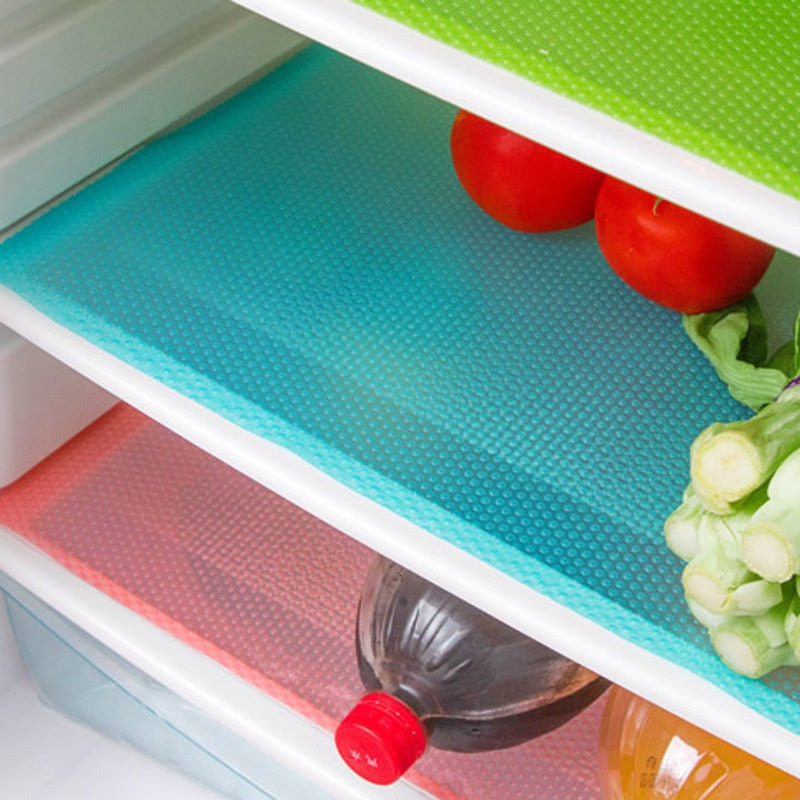 4pcs/set Refrigerator Pad Antibacterial Antifouling Mildew Refrigerator Mats Moistureproof Waterproof Pad Tailorable Fridge Mats
