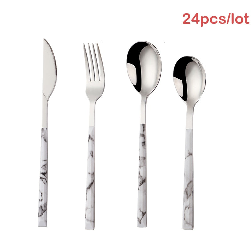 24Pcs Stainless Steel Dinnerware Set
