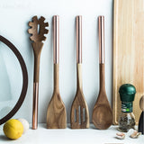 Master Your Culinary Creations: 4-Piece Wooden Utensil Set with Copper Handles