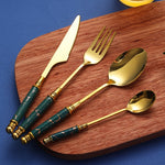 24pcs Gold Stainless Steel Tableware Set