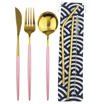 Pink and Gold Travel Dinnerware
